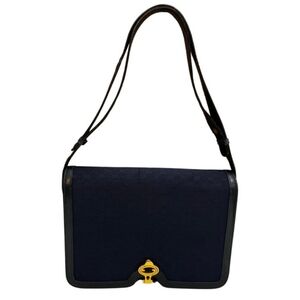 1970s Vintage GUCCI Micro GG Jacquard Leather Shoulder Bag Navy